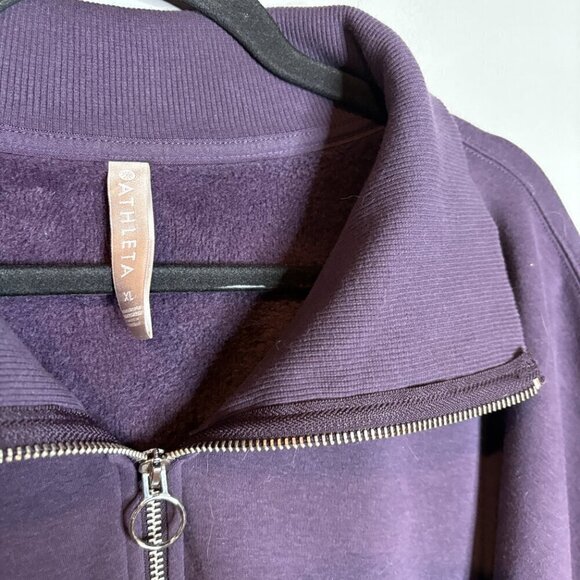 Athleta purple fleece lined half zip sweatshirt - Picture 2 of 5